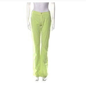 D&G Lime Green Cotton & Linen Straight Leg Pants